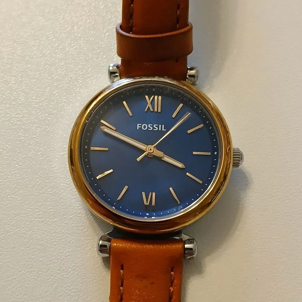 Fossil Women's Blue Dial Leather Strap Watch ES4701 28mm